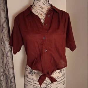 Kendall & Kylie Rust Button-Down Shirt